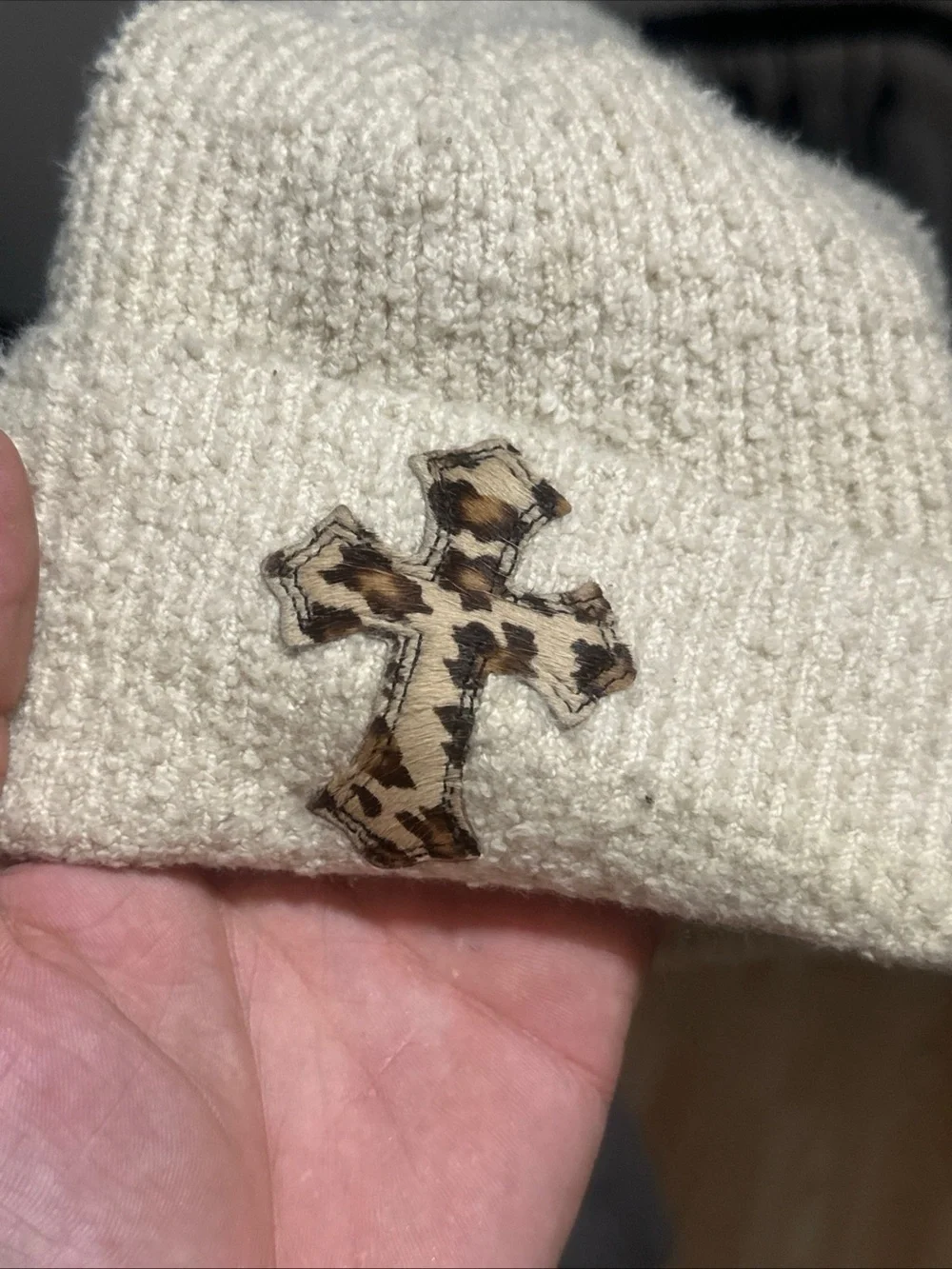 Chrome Hearts cream knit beanie